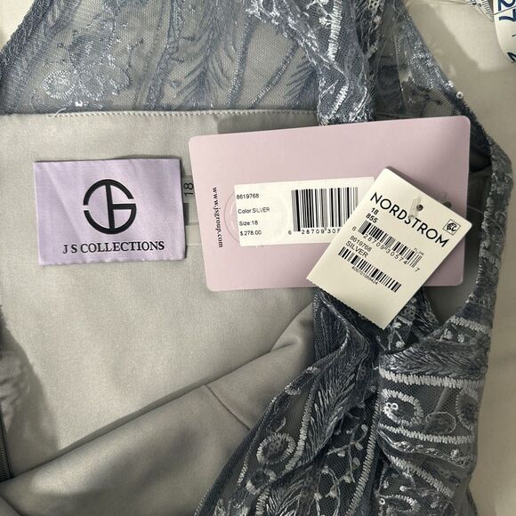 NEW $278 JS Collections [ 18‎ ] Rosalynn Embroidered V-Neck Column Gown S1326 - Picture 6 of 16